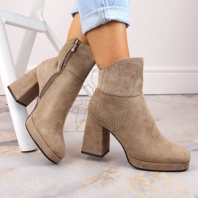 3. Insulated suede ankle boots with a high heel and platform M.Daszyński W SAN24B, beige