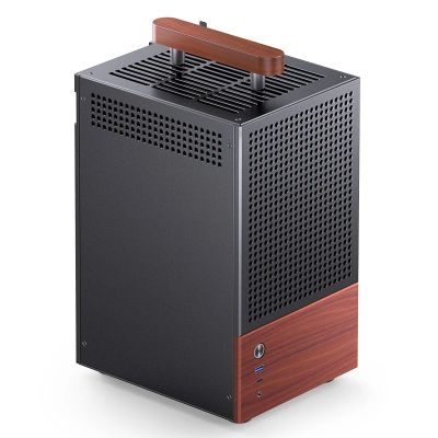 16. Jonsbo T6 Case, Mini-Tower, Mini-ITX, Tempered Glass, Wood - Black