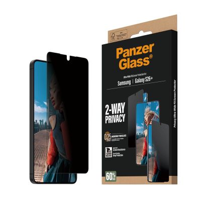 7. PanzerGlass ® 2-Way Privacy Screen Protector Samsung Galaxy S26+ | Ultra-Wide Fit w. EasyAligner Clear Screen Protection 1 pc.