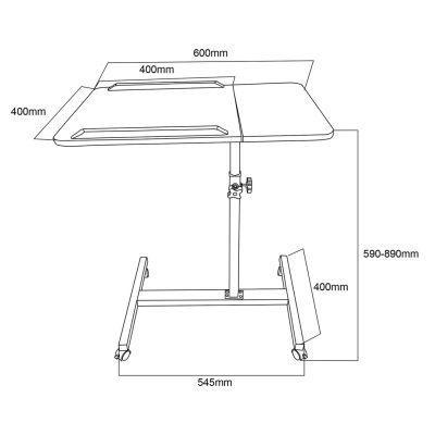 14. MACLEAN MOBILE DESK/LAPTOP STAND, WHITE, HEIGHT ADJUSTMENT 59-89CM, MAX. 30KG MC-121 W