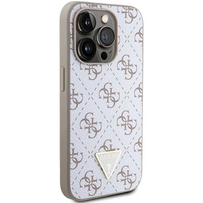 4. Guess 4G Triangle Metal Logo Case for iPhone 15 Pro - White