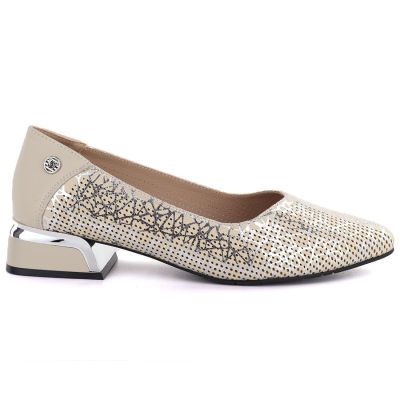 2. Women's leather openwork shoes, beige, Vinceza 99201