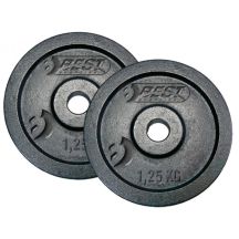 BLACK CAST IRON WEIGHT 2x1.25 KG BEST SPORTING diameter 30mm