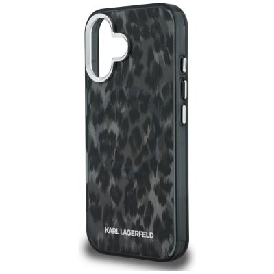 6. Karl Lagerfeld IML Leopard Pattern MagSafe Case for iPhone 16 - Black