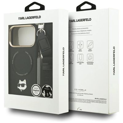 10. Karl Lagerfeld Big Strap Choupette Metal Logo MagSafe Case for iPhone 17 Pro Max - Black