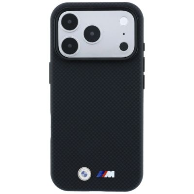 3. BMW M Quadrille Kevlar Metal Logo MagSafe Case for iPhone 17 Pro Max / 18 Pro Max - Black