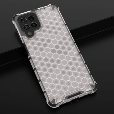 18. Honeycomb case armored cover with a gel frame for Samsung Galaxy M53 5G transparent