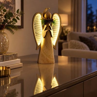 6. DECORATIVE WOODEN ANGEL LED height: 30CM USB