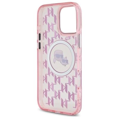 7. Karl Lagerfeld IML Monogram Karl & Choupette Head MagSafe iPhone 16 Pro Case - Pink