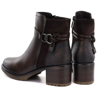 9. Women's insulated ankle boots with a block heel, brown, Potocki SZ12873