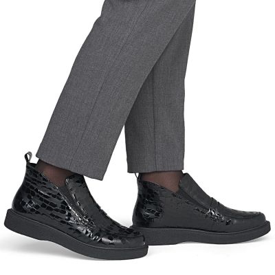 6. Women's patent leather ankle boots crocodile black Rieker 71150-00