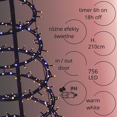 4. DECORATIVE CHRISTMAS TREE 756LED WATERFALL 210CM BLACK
