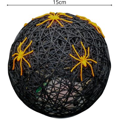 10. DECORATIVE BALL LAMP WITH SPIDER LED 15CM HALLOWEEN BLACK
