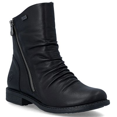 7. Rieker 74853-00 Waterproof Black Leather Ankle Boots for Women