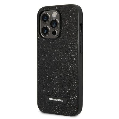 2. Karl Lagerfeld Glitter Plaque Logo Case for iPhone 14 Pro Max - Black