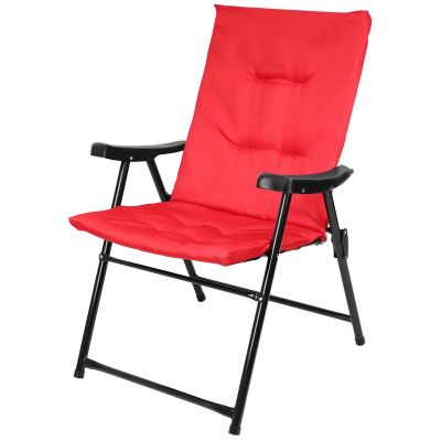 17. FOLDING GARDEN CHAIR 59X66X45/90CM WITH CUSHION RED
