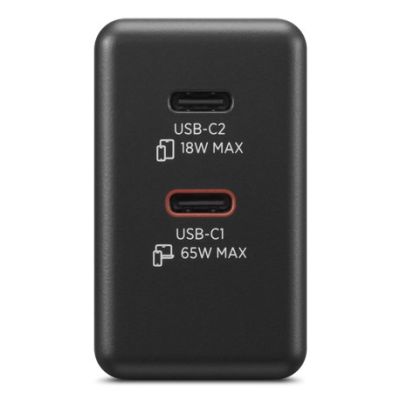 7. Lenovo G0A6065BEU GaN 2x USB-C 65W Wall Charger Black