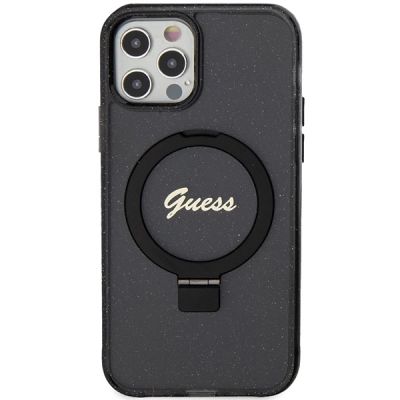 3. Guess Ring Stand Script Glitter MagSafe case for iPhone 12/12 Pro - black