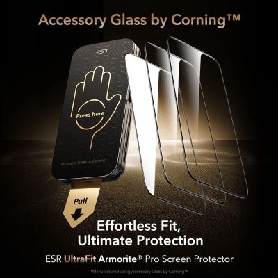 2. ESR UltraFit Armorite Pro Tempered Glass for iPhone 16 Pro / 17 - Transparent