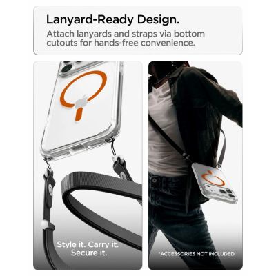 13. Spigen Ultra Hybrid MagSafe Case for iPhone 18 Pro / 17 Pro - Transparent Orange