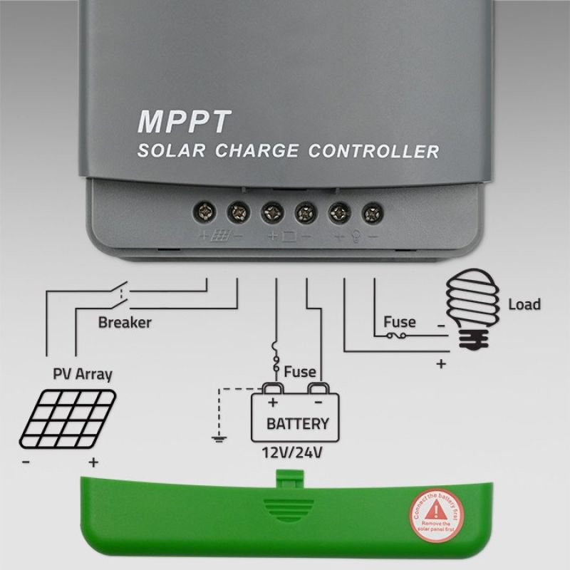 3. Qoltec MPPT Solar Charge Controller with Temperature Sensor 20A | 12V / 24V | LCD | 2 x USB