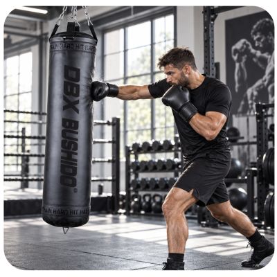 5. PREMIUM Punching Bag + Hoop SBRX Black Empty - 150cm | DBX Bushido