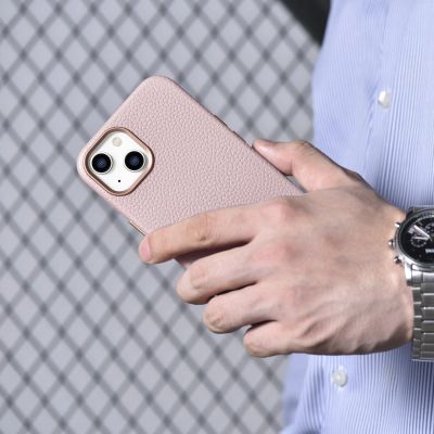 20. iCarer Litchi Premium Leather Case iPhone 14 Plus Magnetic Leather Case with MagSafe Pink (WMI14220711-PK)