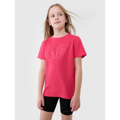 Girls' regular printed T-shirt 4F 4FJWSS25TTSHF2176-55S