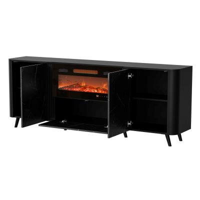 5. VOLARE chest of drawers 200x39x75 black/san sebastian + fireplace