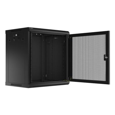 8. WALL-HUNG RACK CABINET 19" 12U 600X450 BLACK PERFORATED DOOR LANBERG (FLAT PACK)