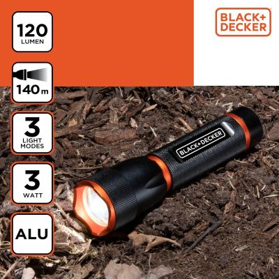 6. 3W 120-Lumen Tactical Aluminum Flashlight, BLACK+DECKER