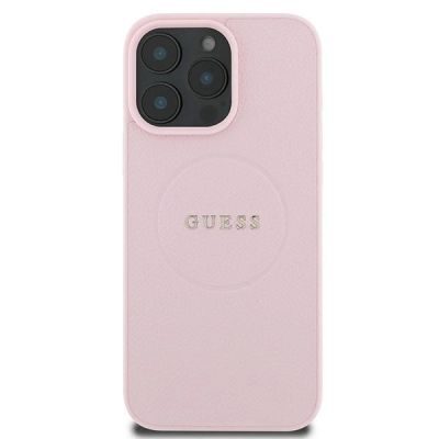 3. Guess MagSafe Grained Gold Ring iPhone 15 Pro Max Case - Pink
