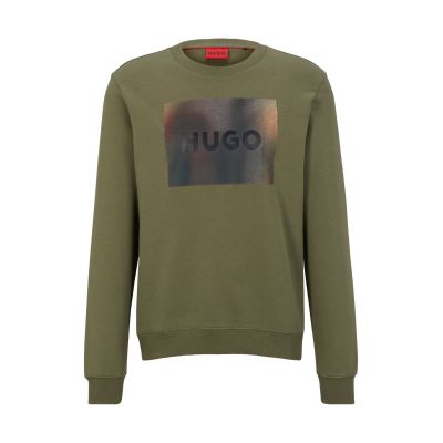 Hugo Boss men's cotton jersey sweatshirt with print, green (50488906-345)