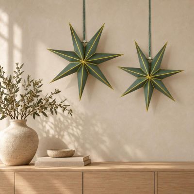 6. PAPER STAR DECORATION 45 CM 7-POINT GREEN SASKA GIFT & DECOR