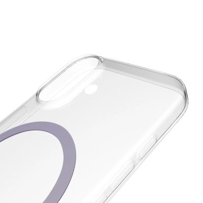 7. Puro Lite Mag TPU+PC Case Compatible with MagSafe for iPhone 17 - Transparent with Pink Ring