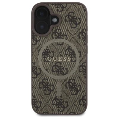 3. Guess 4G Ring Classic Logo MagSafe iPhone 16 Case - Brown