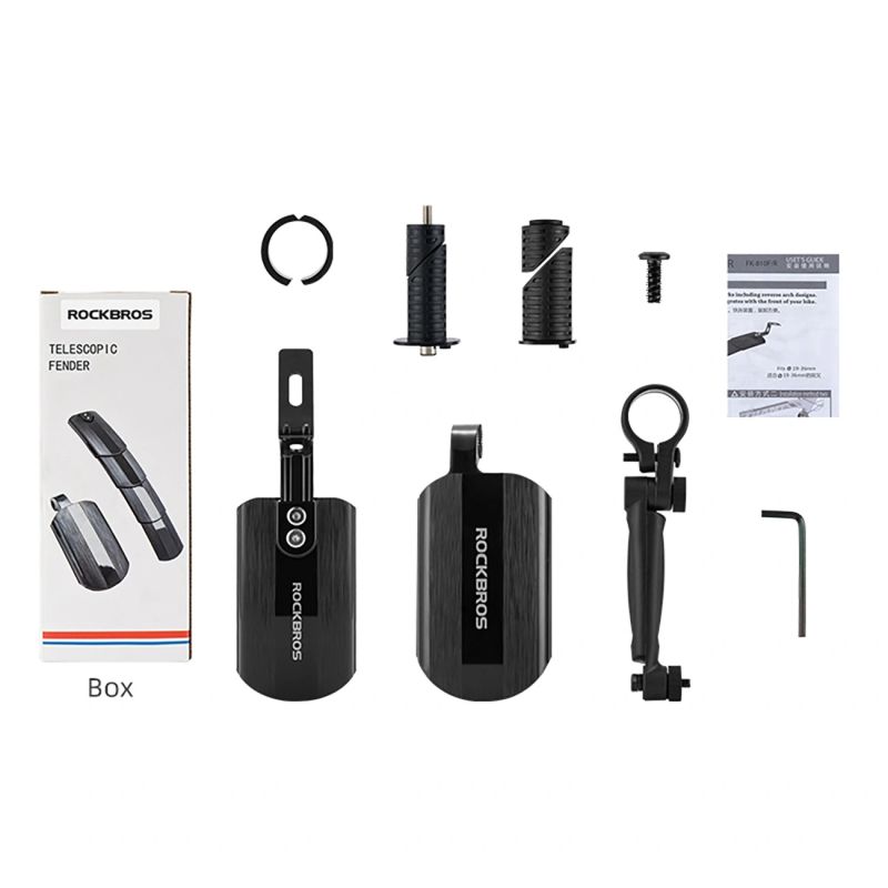 3. Rockbros FK-810 Folding Telescopic Bicycle Fender Set - Black