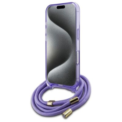 4. Guess Crossbody Cord Script MagSafe iPhone 16 Case - Purple