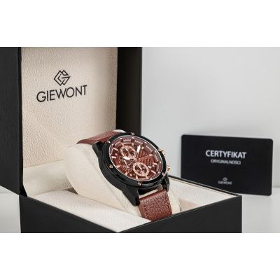 8. Men's Watch Giewont Chronograph Sapphire Black Brown GW8810-A3