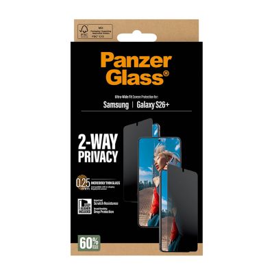 3. PanzerGlass ® 2-Way Privacy Screen Protector Samsung Galaxy S26+ | Ultra-Wide Fit w. EasyAligner Clear Screen Protection 1 pc.