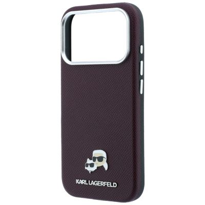 6. Karl Lagerfeld Grained Choupette Head Metal MagSafe case for iPhone 18 Pro Max - burgundy