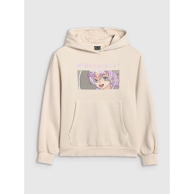 8. Girls' sweatshirt with hood, open, 4F 4FJRAW25TSWSF2294-11S