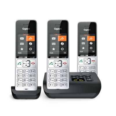 Gigaset 500A Comfort Trio Cordless Phone - Answering Machine - ECO DECT\GAP\CAT-iq - Silver + 2 additional handsets