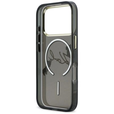 7. Karl Lagerfeld IML Choupettes Karl Script Logo MagSafe Case for iPhone 17 Pro - Black