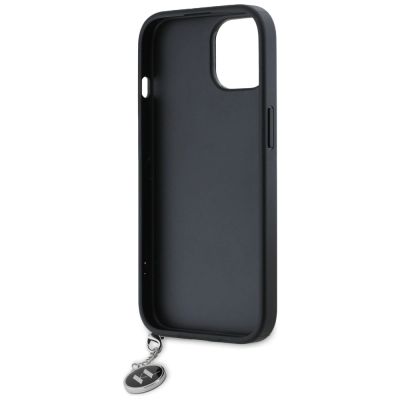 7. Karl Lagerfeld Saffiano Rhinestones & Charm case for iPhone 15 / 14 / 13 - black