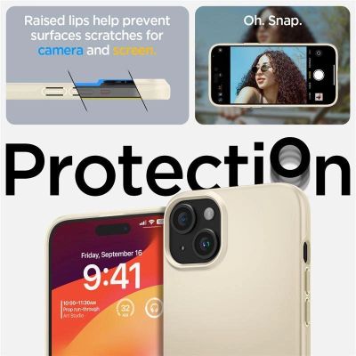 6. Spigen Thin Fit iPhone 15 Plus Case - Beige