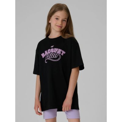 Oversized T-shirt with print for girls 4F 4FJRAW26TTSHF4242-20S