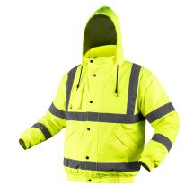 Hi-Vis Work Jacket, Lightly Padded, Bomber Jacket, Yellow, Size XL