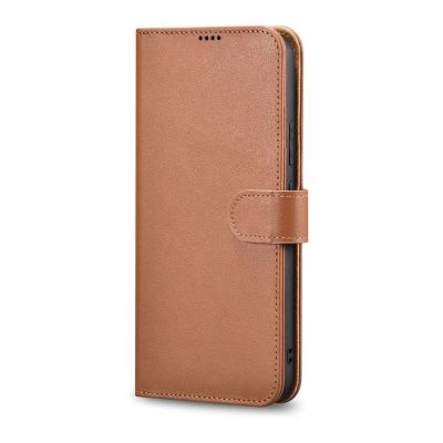 3. iCarer Haitang Leather Wallet Case Leather Case for Samsung Galaxy S22 + (S22 Plus) Wallet Housing Cover Brown (AKSM05BN)