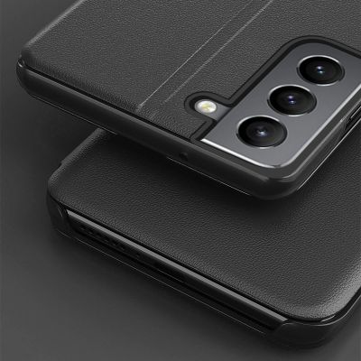 10. Eco Leather View Case elegant case with a flip cover and stand function for Samsung Galaxy S22 + (S22 Plus) blue